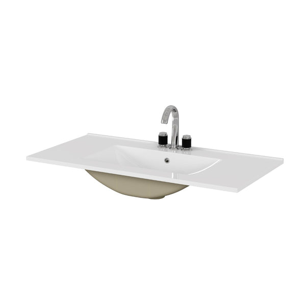 English Elm 36-inch Ceramic Drop-in Bathroom Sink for Vanities with Glazed Minimalist Profile W3151P360959