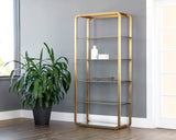 Ambretta Bookcase - Large - Gold / Clear 107074 Sunpan