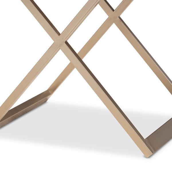 Baxton Studio Baxton Studio Patricia Modern End Table with Black Wood and Brass Legs - Stylish Storage Solution JY1956-ET