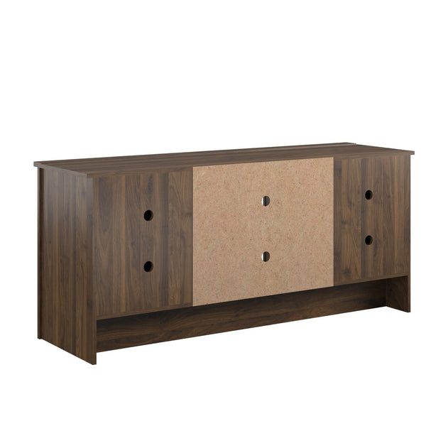 English Elm Tv Stand for 65 Inch Screens with Open Shelves Cabinets and Wire Management B2733P436849