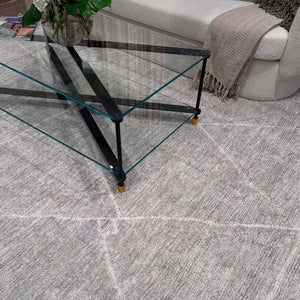 Capel Rugs Graylen Luxurious Hand-knotted Silk Rug With Modern Linear Design For Elegant Home Interiors Grey Stone, Ivory 100% Silk Pile 1071rs07060906300
