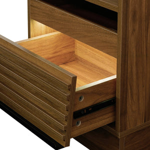 English Elm Christopher Knight Home® - Mid Mid Century Modern Nightstand with USB Charging Station, LED App-Control Lights, 2 Drawers, Sleek Design Brown 22.24 L x 18.7 W x 7.09 H N761P255453Z