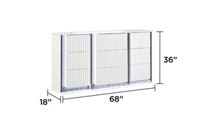 English Elm Fabio Contemporary 6-Drawer Dresser with Diamond-Patterned LED Sides, Velvet-Lined Drawers, White Finish B009P309318