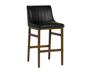 Sunpan Halden Channel Tufted Faux Leather Barstool with Bronze Iron Base for Kitchen Islands 107174