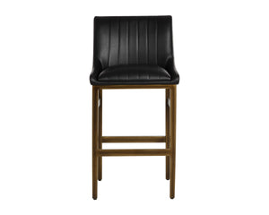 Sunpan Halden Channel Tufted Faux Leather Barstool with Bronze Iron Base for Kitchen Islands 107174
