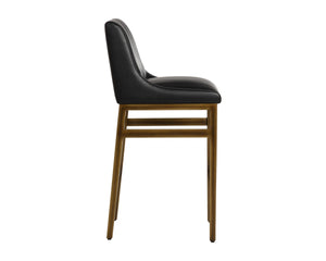 Sunpan Halden Channel Tufted Faux Leather Barstool with Bronze Iron Base for Kitchen Islands 107174