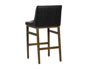Sunpan Halden Channel Tufted Faux Leather Barstool with Bronze Iron Base for Kitchen Islands 107174