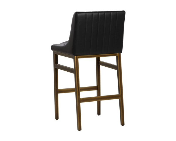 Sunpan Halden Channel Tufted Faux Leather Barstool with Bronze Iron Base for Kitchen Islands 107174