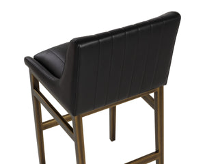 Sunpan Halden Channel Tufted Faux Leather Barstool with Bronze Iron Base for Kitchen Islands 107174