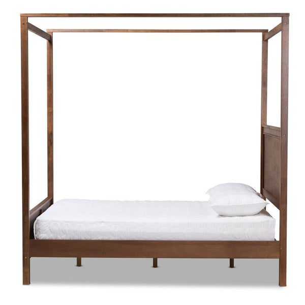 Baxton Studio Baxton Studio Veronica Modern Walnut Brown Canopy Bed with Elegant Design and Under-Bed Storage Queen MG0021-1-Walnut-Queen