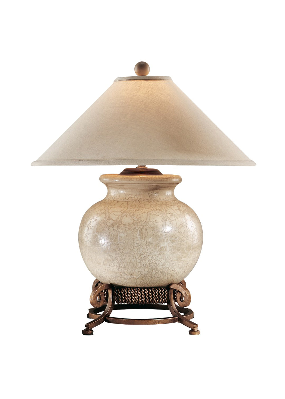 Wildwood Urn Antique Crackle Porcelain Table Lamp On Wrought Iron Stand — Vintage Gold Finish, 27"H Elegance 10719