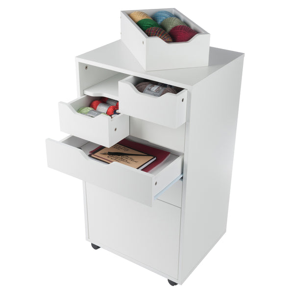 Winsome Wood Halifax Multi-storage Mobile Cabinet With Bins & Drawers - Versatile Organizer For Any Space White Composite Wood 10719-winsome-wood