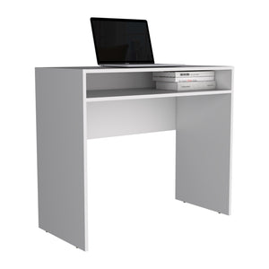 English Elm Stella Minimalist 35" Writing Desk with Floating Shelf — Space-Saving, Durable Particleboard Workspace White 40 L x 23 W x 4 H B070P234320