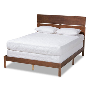 Baxton Studio Baxton Studio Anthony Modern Walnut Brown Panel Bed with Slatted Headboard for Cozy Bedrooms King MG0024-Walnut-King