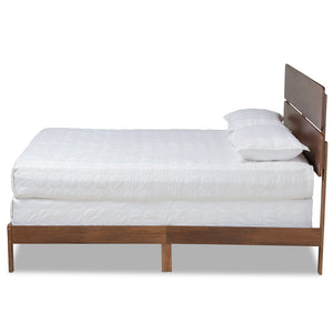 Baxton Studio Baxton Studio Anthony Modern Walnut Brown Panel Bed with Slatted Headboard for Cozy Bedrooms King MG0024-Walnut-King