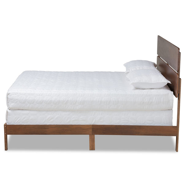 Baxton Studio Baxton Studio Anthony Modern Walnut Brown Panel Bed with Slatted Headboard for Cozy Bedrooms King MG0024-Walnut-King
