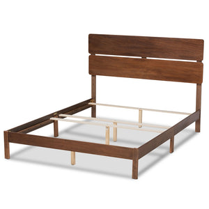 Baxton Studio Baxton Studio Anthony Modern Walnut Brown Panel Bed with Slatted Headboard for Cozy Bedrooms King MG0024-Walnut-King