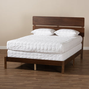 Baxton Studio Baxton Studio Anthony Modern Walnut Brown Panel Bed with Slatted Headboard for Cozy Bedrooms King MG0024-Walnut-King