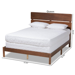 Baxton Studio Baxton Studio Anthony Modern Walnut Brown Panel Bed with Slatted Headboard for Cozy Bedrooms King MG0024-Walnut-King