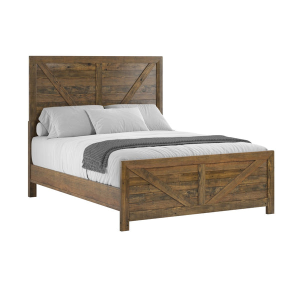 English Elm Wallace & Bay - Brown Queen Bed - Rustic Solid Wood Frame In Caramel Finish, Timeless Style & Easy Maintenance B2709S00023-GIGA