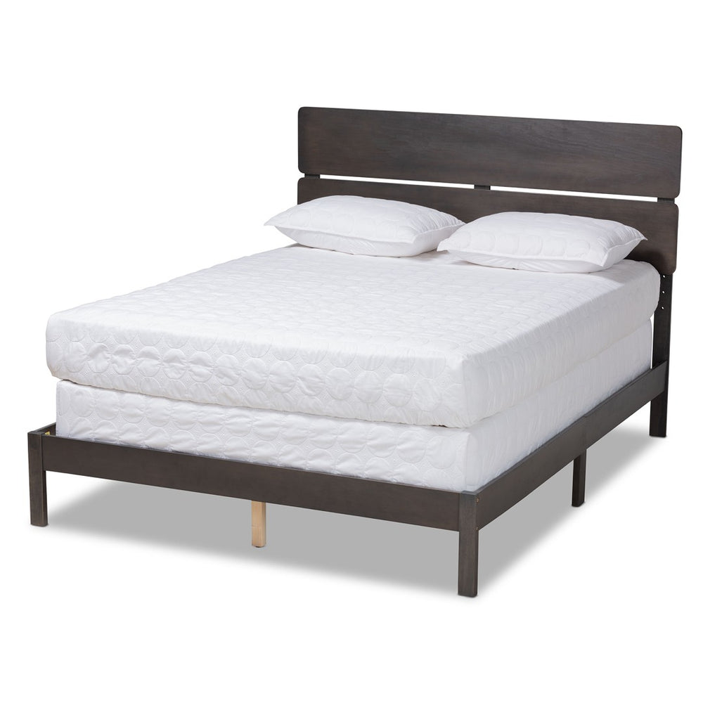 Baxton Studio Baxton Studio Anthony Modern Dark Grey Oak Panel Bed with Slatted Headboard for Serene Comfort King MG0024-Green Gray-King