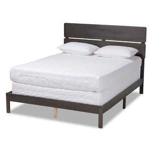 Baxton Studio Baxton Studio Anthony Modern Dark Grey Oak Panel Bed with Slatted Headboard for Serene Comfort King MG0024-Green Gray-King