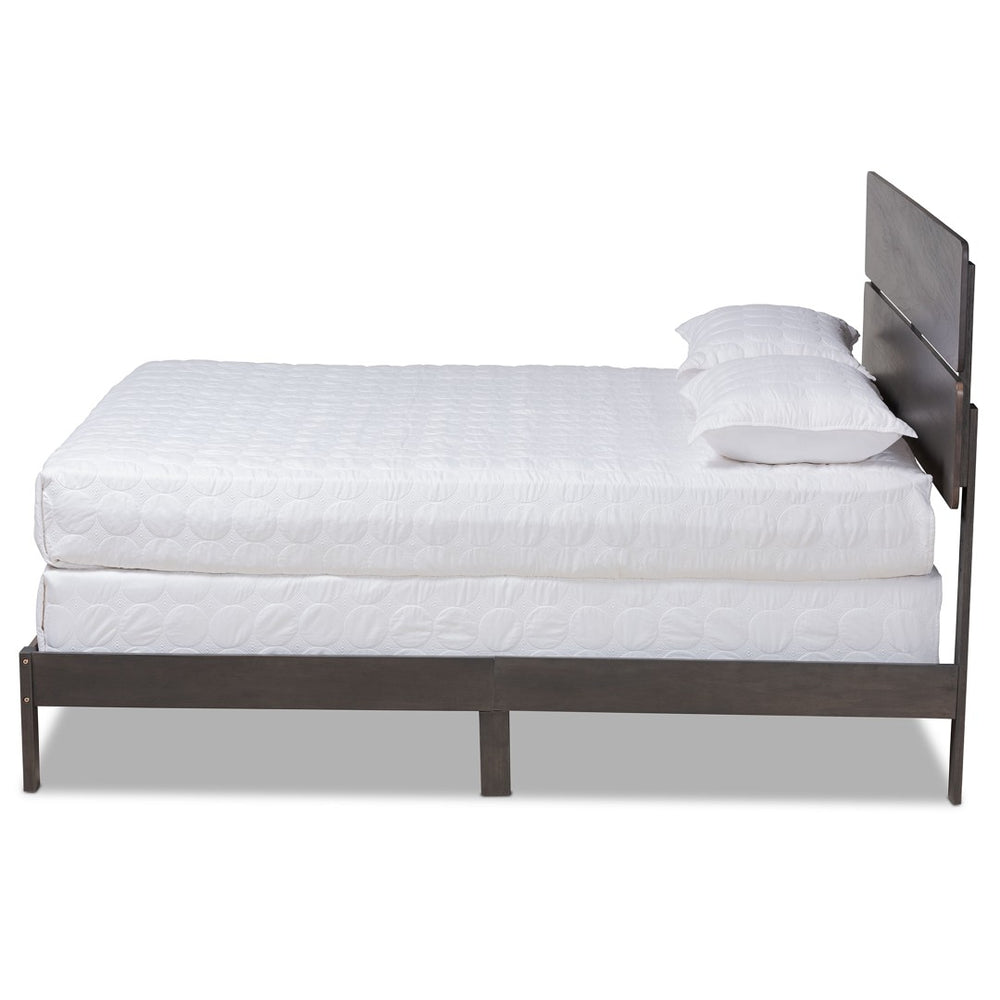 Baxton Studio Baxton Studio Anthony Modern Dark Grey Oak Panel Bed with Slatted Headboard for Serene Comfort King MG0024-Green Gray-King