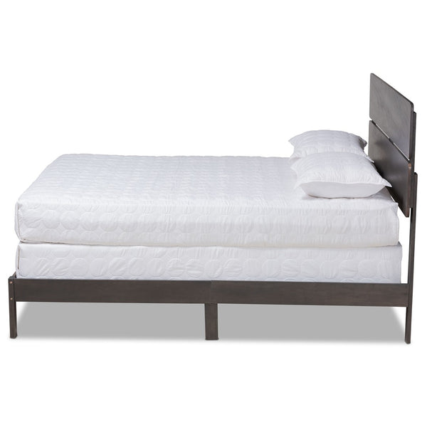 Baxton Studio Baxton Studio Anthony Modern Dark Grey Oak Panel Bed with Slatted Headboard for Serene Comfort King MG0024-Green Gray-King