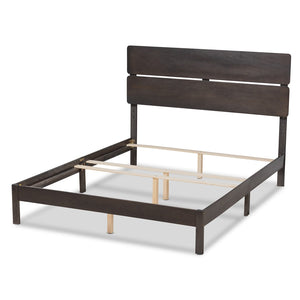 Baxton Studio Baxton Studio Anthony Modern Dark Grey Oak Panel Bed with Slatted Headboard for Serene Comfort King MG0024-Green Gray-King