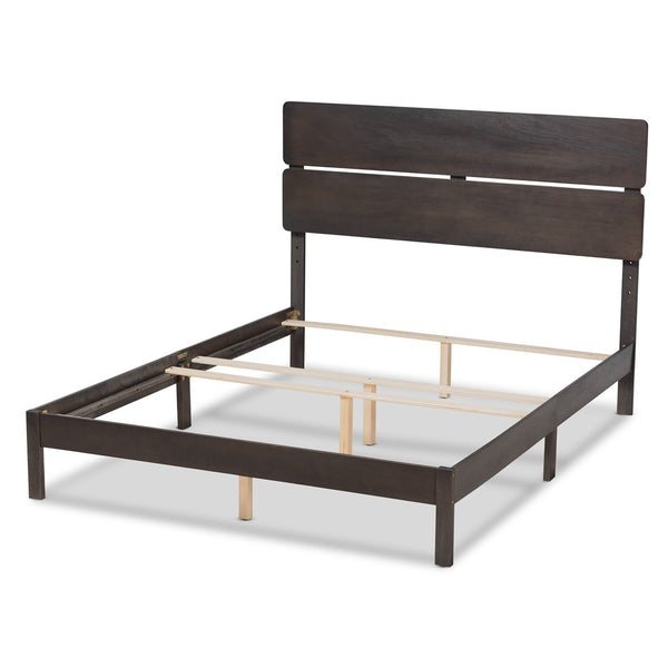 Baxton Studio Baxton Studio Anthony Modern Dark Grey Oak Panel Bed with Slatted Headboard for Serene Comfort King MG0024-Green Gray-King