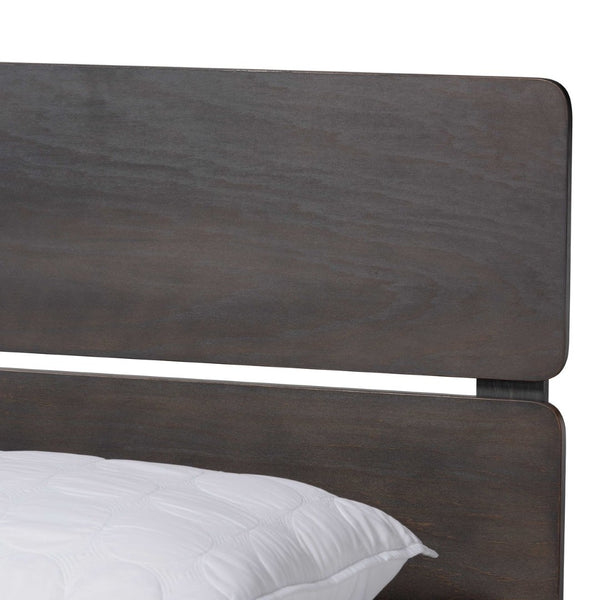 Baxton Studio Baxton Studio Anthony Modern Dark Grey Oak Panel Bed with Slatted Headboard for Serene Comfort King MG0024-Green Gray-King