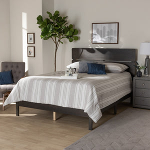 Baxton Studio Baxton Studio Anthony Modern Dark Grey Oak Panel Bed with Slatted Headboard for Serene Comfort King MG0024-Green Gray-King