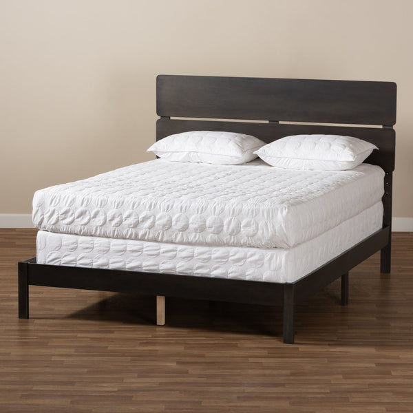 Baxton Studio Baxton Studio Anthony Modern Dark Grey Oak Panel Bed with Slatted Headboard for Serene Comfort King MG0024-Green Gray-King