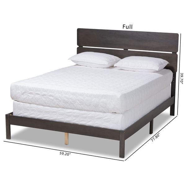 Baxton Studio Baxton Studio Anthony Modern Dark Grey Oak Panel Bed with Slatted Headboard for Serene Comfort King MG0024-Green Gray-King
