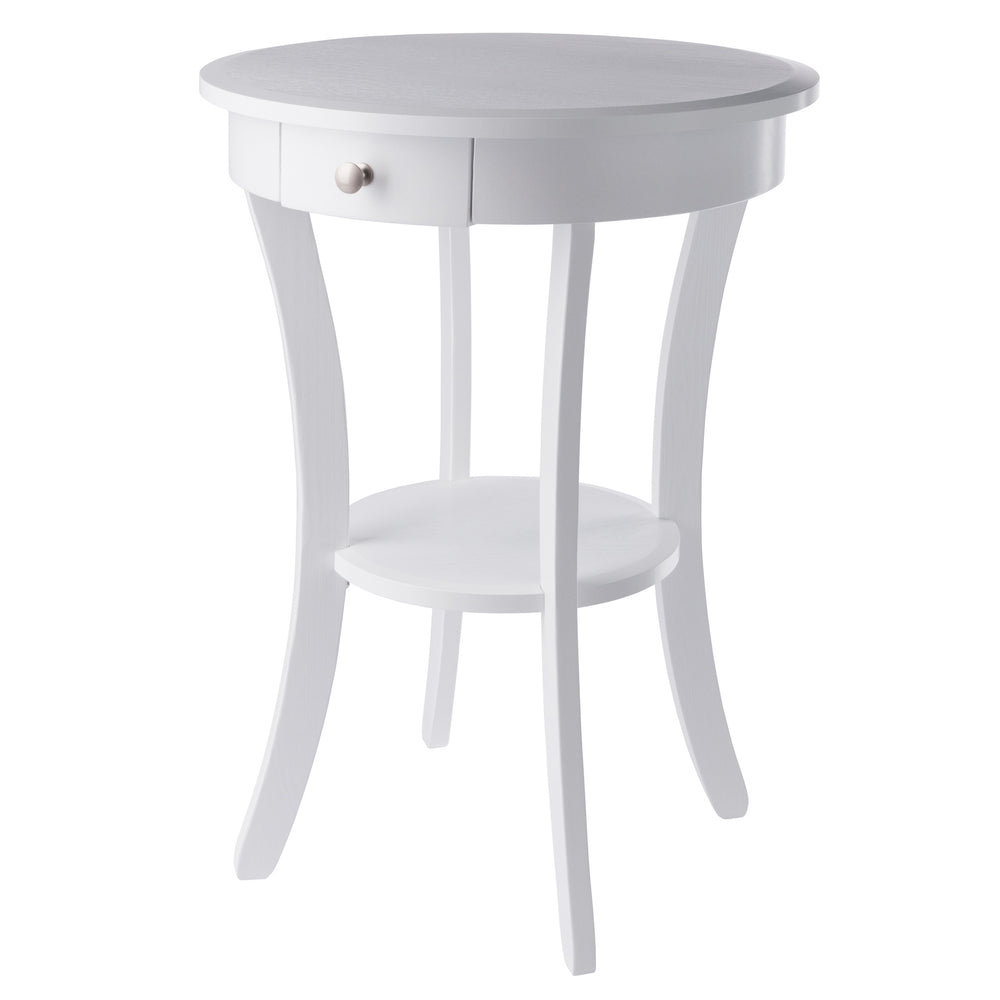 Winsome Wood Sasha Deluxe Round Accent Table With Drawer & Shelf - Elegant White Design For Any Room Decor White Solid ,Composite Wood 10727-winsome-wood