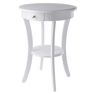 Winsome Wood Sasha Deluxe Round Accent Table With Drawer & Shelf - Elegant White Design For Any Room Decor White Solid ,Composite Wood 10727-winsome-wood