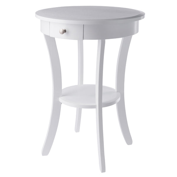 Winsome Wood Sasha Deluxe Round Accent Table With Drawer & Shelf - Elegant White Design For Any Room Decor White Solid ,Composite Wood 10727-winsome-wood