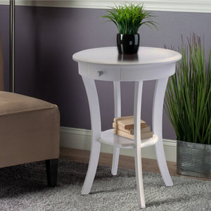 Winsome Wood Sasha Deluxe Round Accent Table With Drawer & Shelf - Elegant White Design For Any Room Decor White Solid ,Composite Wood 10727-winsome-wood