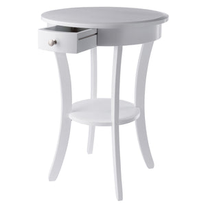 Winsome Wood Sasha Deluxe Round Accent Table With Drawer & Shelf - Elegant White Design For Any Room Decor White Solid ,Composite Wood 10727-winsome-wood
