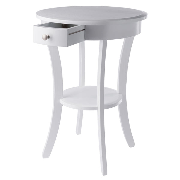 Winsome Wood Sasha Deluxe Round Accent Table With Drawer & Shelf - Elegant White Design For Any Room Decor White Solid ,Composite Wood 10727-winsome-wood