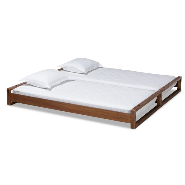 Baxton Studio Baxton Studio Klara Expandable Walnut Bed Frame - Twin to King Size, Modern Design & Sturdy Support MG0026-Walnut-Twin