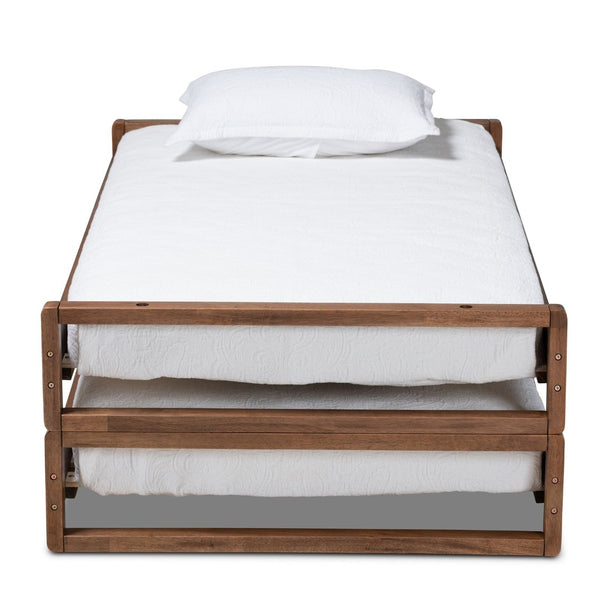 Baxton Studio Baxton Studio Klara Expandable Walnut Bed Frame - Twin to King Size, Modern Design & Sturdy Support MG0026-Walnut-Twin