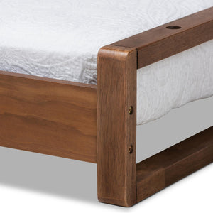 Baxton Studio Baxton Studio Klara Expandable Walnut Bed Frame - Twin to King Size, Modern Design & Sturdy Support MG0026-Walnut-Twin