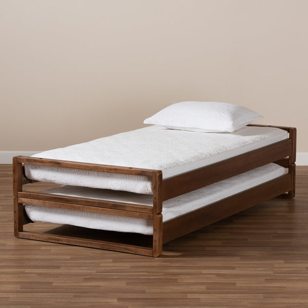 Baxton Studio Baxton Studio Klara Expandable Walnut Bed Frame - Twin to King Size, Modern Design & Sturdy Support MG0026-Walnut-Twin