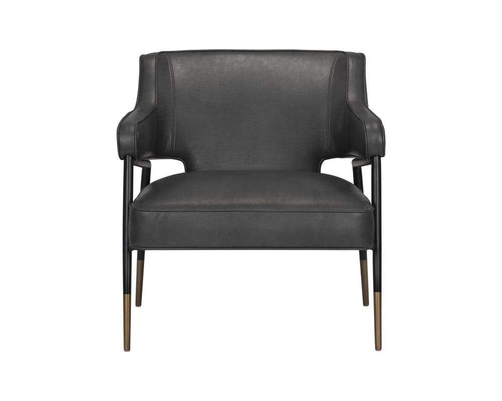 Sunpan Derome Mid-Century Faux Leather Lounge Chair with Sculpted Frame and Two-Tone Legs 107316