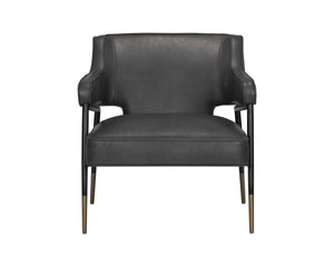 Sunpan Derome Mid-Century Faux Leather Lounge Chair with Sculpted Frame and Two-Tone Legs 107316