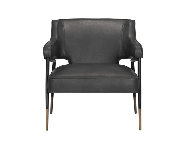 Sunpan Derome Mid-Century Faux Leather Lounge Chair with Sculpted Frame and Two-Tone Legs 107316