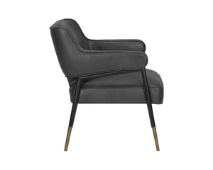 Sunpan Derome Mid-Century Faux Leather Lounge Chair with Sculpted Frame and Two-Tone Legs 107316