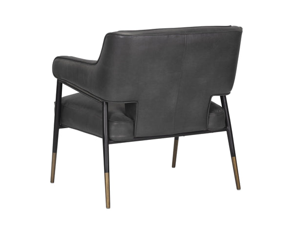 Sunpan Derome Mid-Century Faux Leather Lounge Chair with Sculpted Frame and Two-Tone Legs 107316