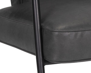 Sunpan Derome Mid-Century Faux Leather Lounge Chair with Sculpted Frame and Two-Tone Legs 107316